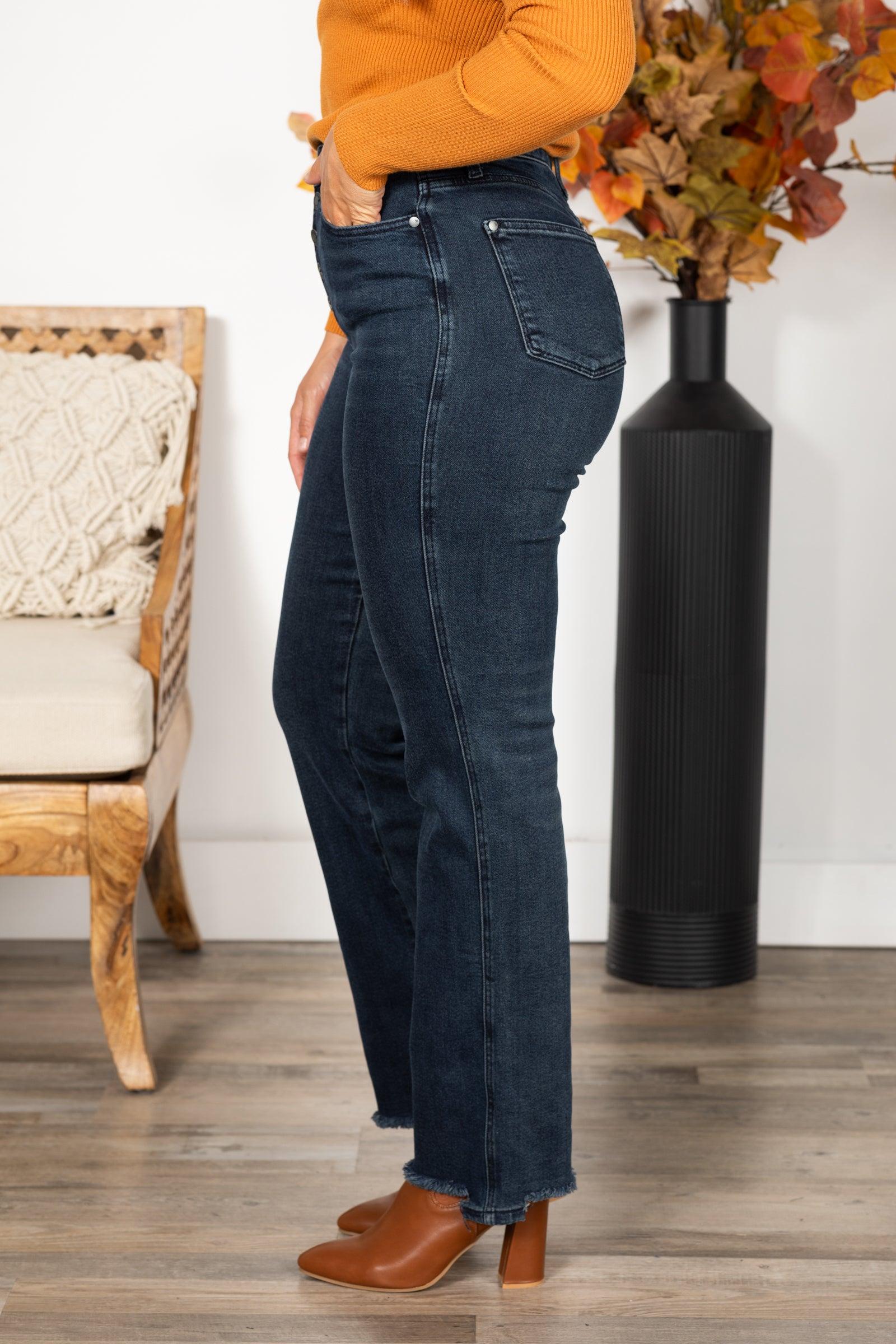Judy Blue Distress Hem Straight Leg Jeans Product Image