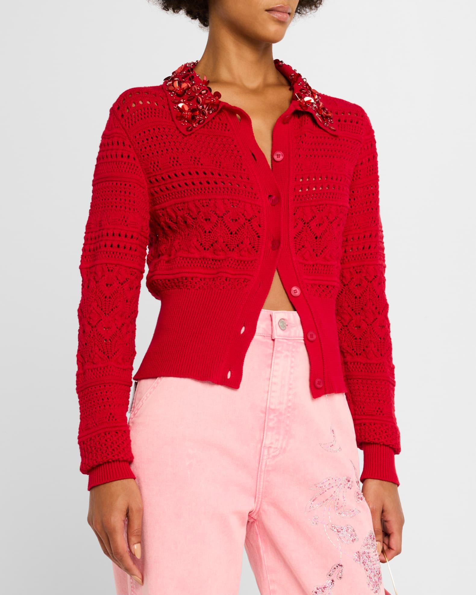 Embellished Open-Knit Cardigan Product Image