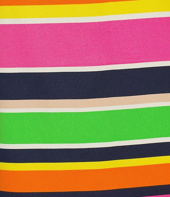 Trina Turk Bev Stripe Print Cutout Round Neck Sleeveless Sheath Mini Dress Product Image