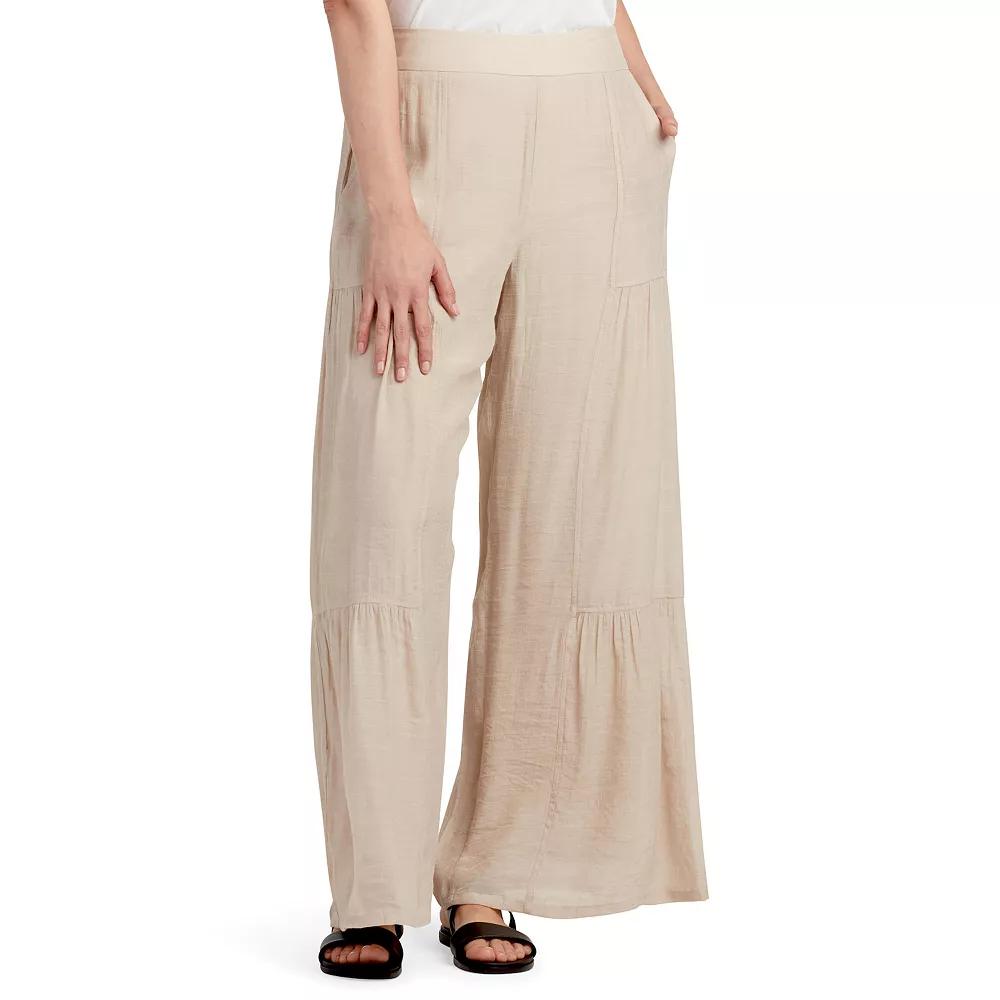 Womens AB Studio Pull-On Tiered Wide Leg Pants Brown Product Image