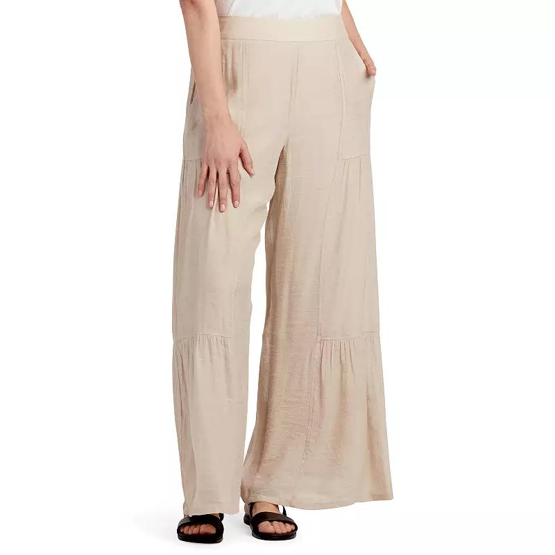Womens AB Studio Pull-On Tiered Wide Leg Pants Brown Product Image