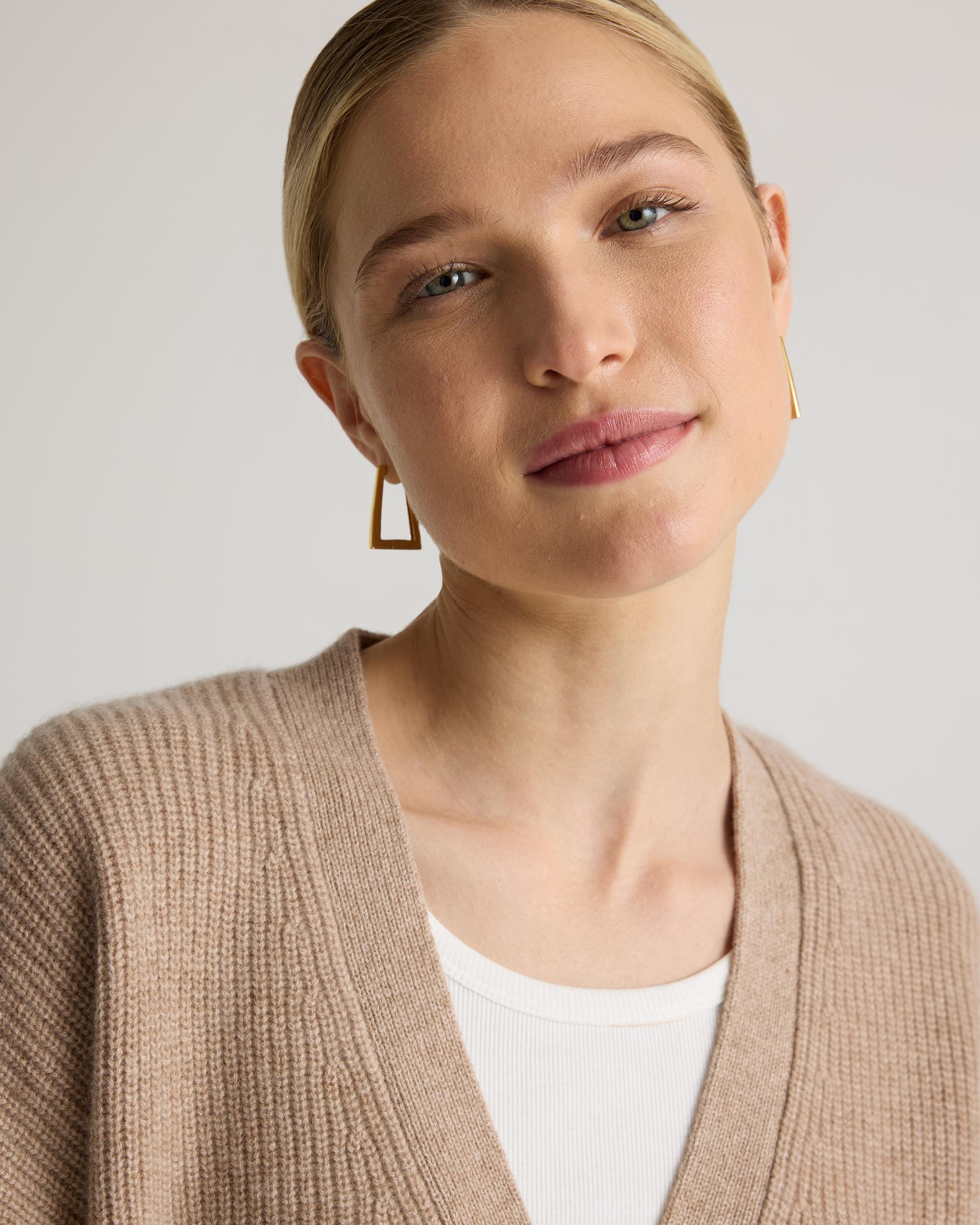 Quince | Women's Mongolian Cashmere Fisherman Boxy Cropped Cardigan Sweater Size XS Product Image