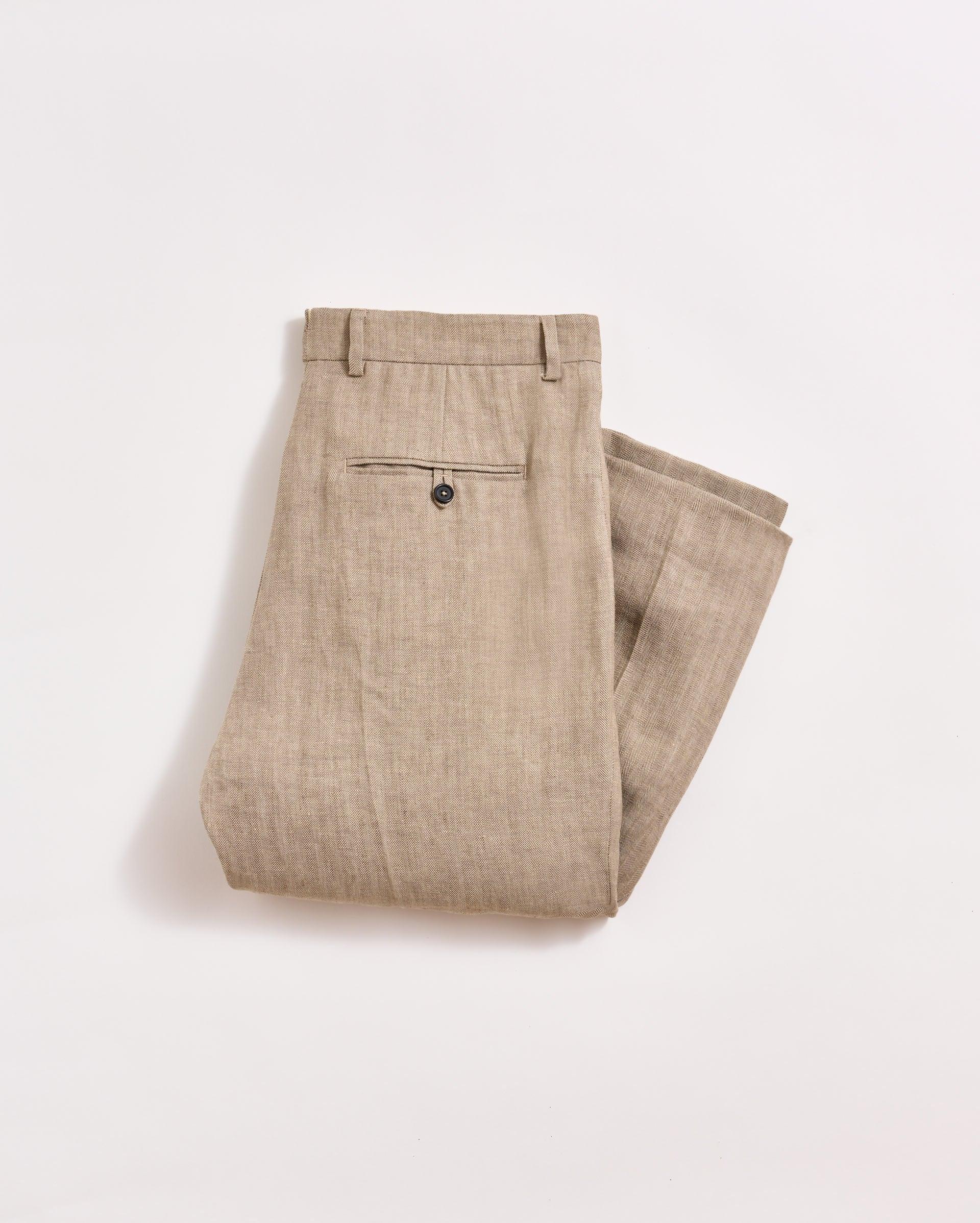 Herringbone Flat Front Trouser -  Product Image