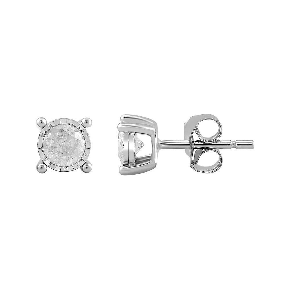 10k White Gold 1/2 Carat T.W. Diamond Stud Earrings, Women's Product Image