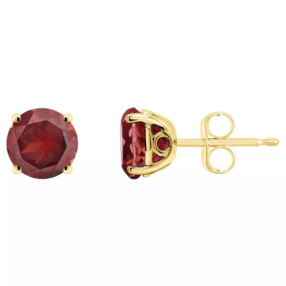 Alyson Layne 14k Gold Round Garnet Stud Earrings, Women's Product Image