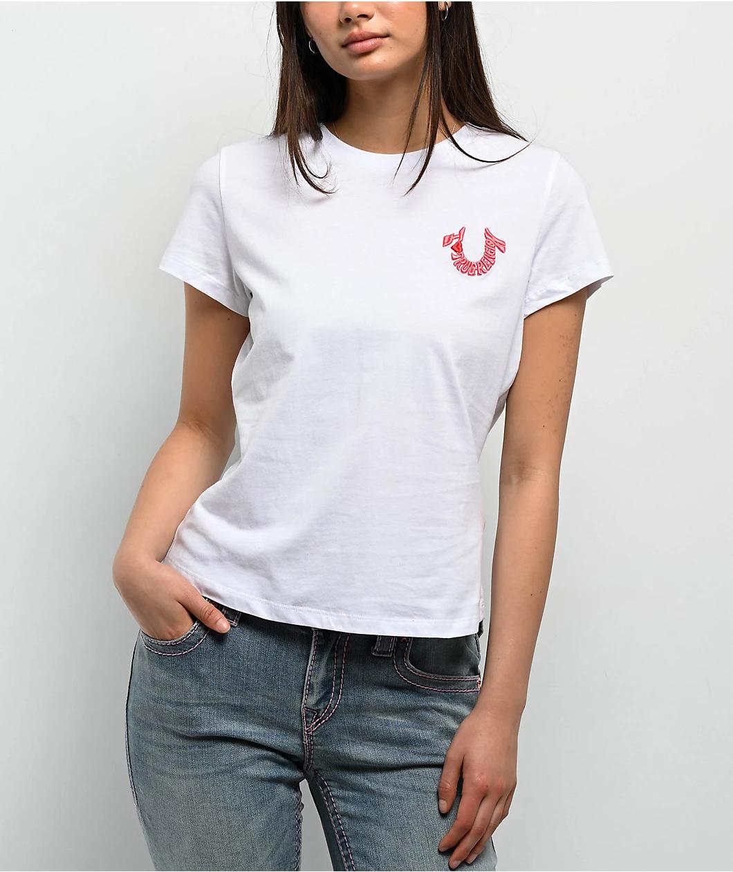 True Religion Embroidered Horseshoe White T-Shirt Product Image