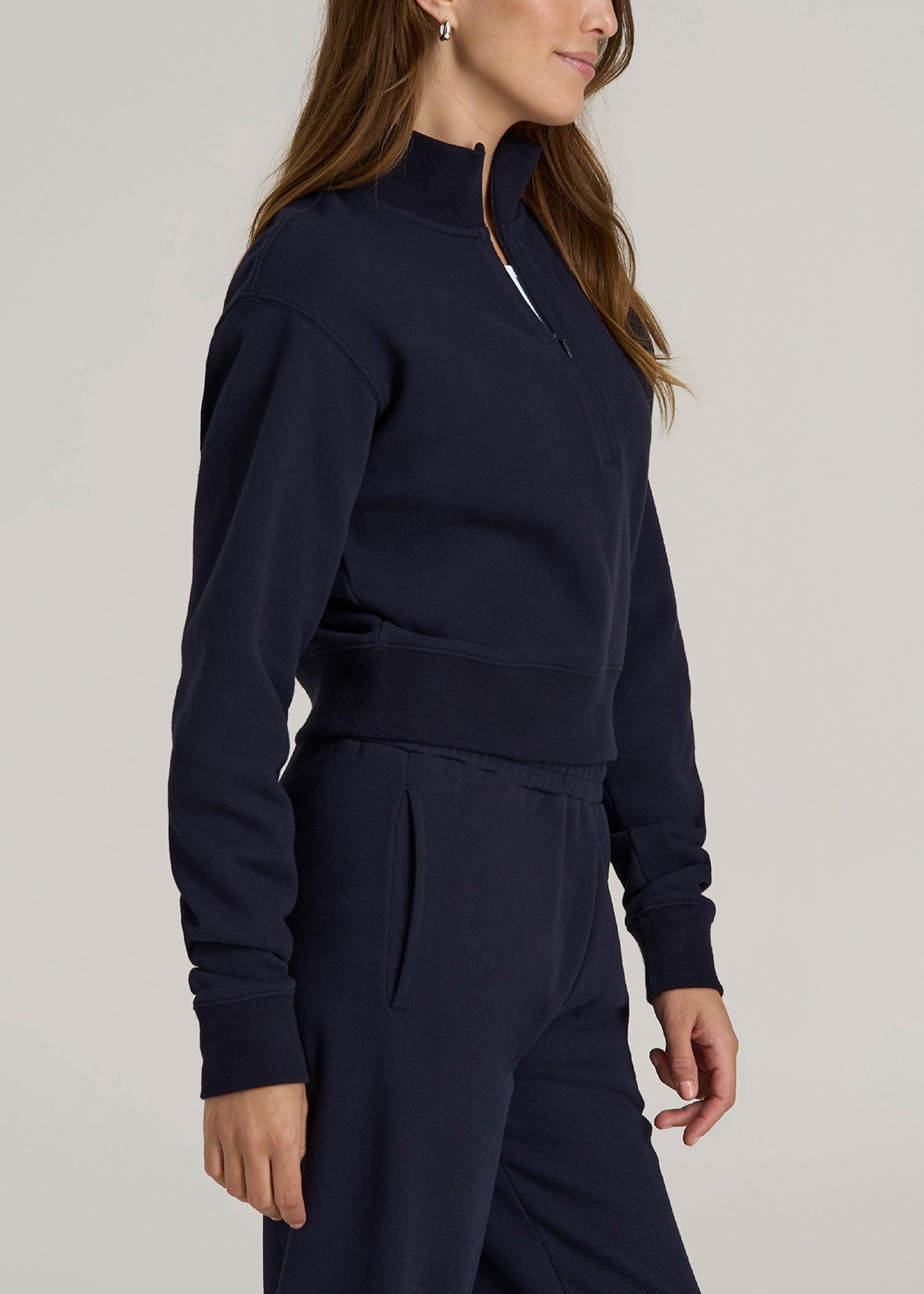 Wearever 2.0 Fleece Half-Zip Cropped Sweatshirt for Tall Women in Evening Blue Female Product Image