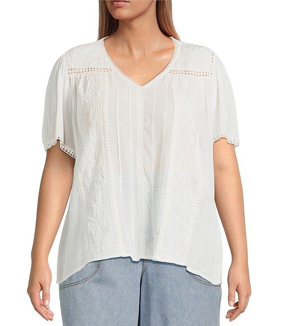 Nurture Plus Size Short Sleeve V-Neck Blouse Product Image