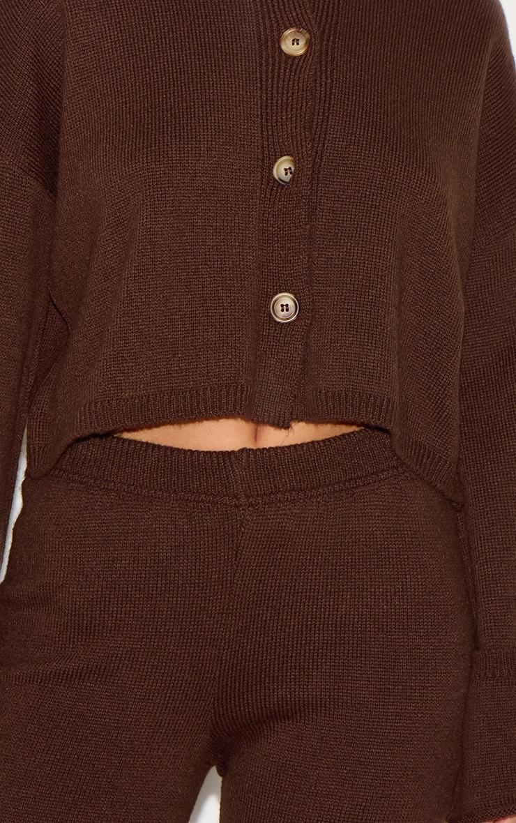 Chocolate Turn Up Hem Knit Pants Product Image