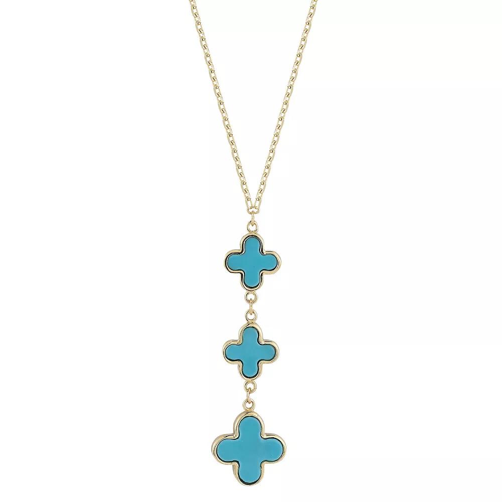 LUMINOR GOLD 14k Gold Turquoise Clover Pendant Necklace, Women's, Size: 18" Product Image