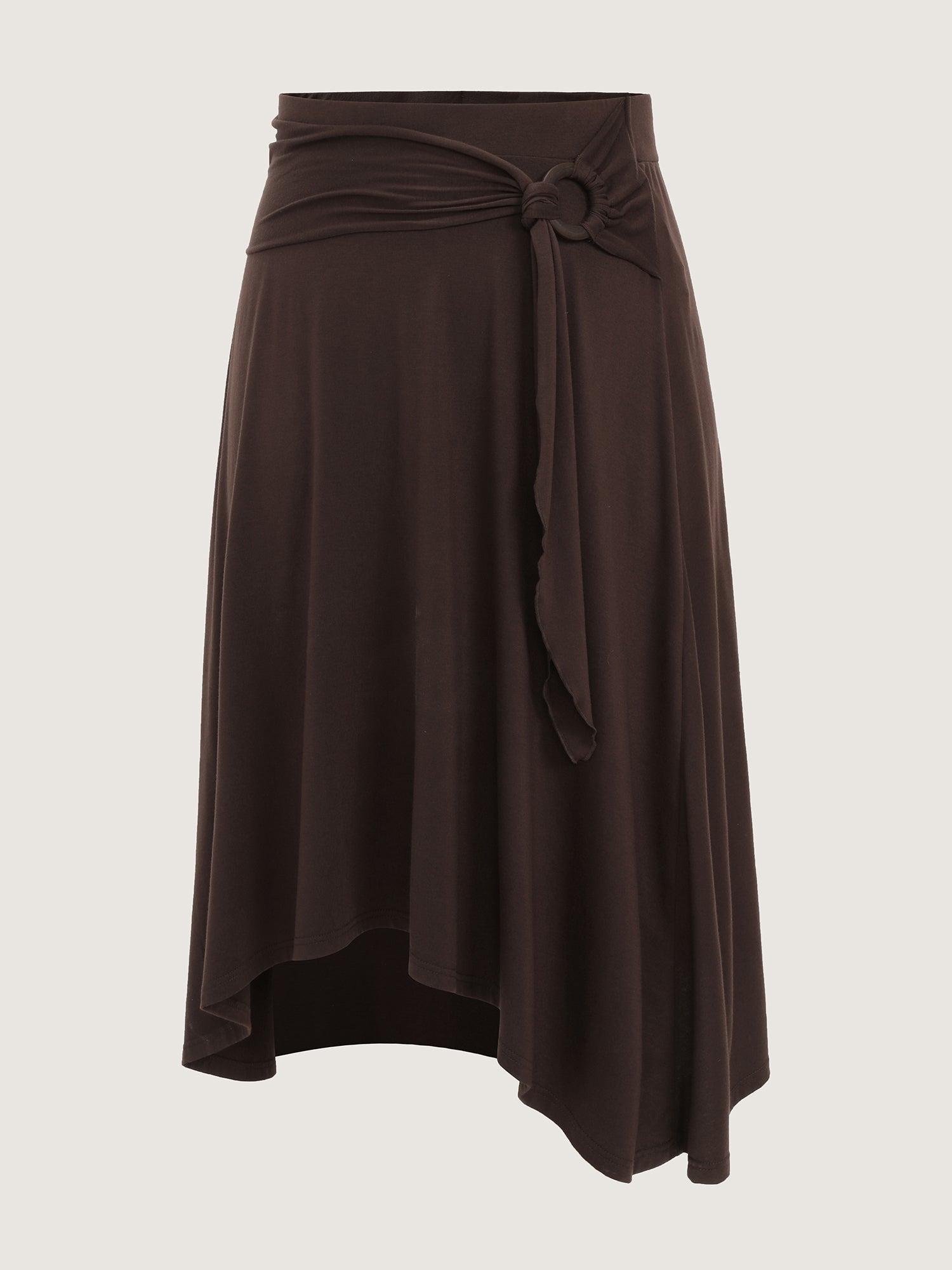 Supersoft Ring Detail Tie Asymmetrical Hem Midi Skirt Female Product Image