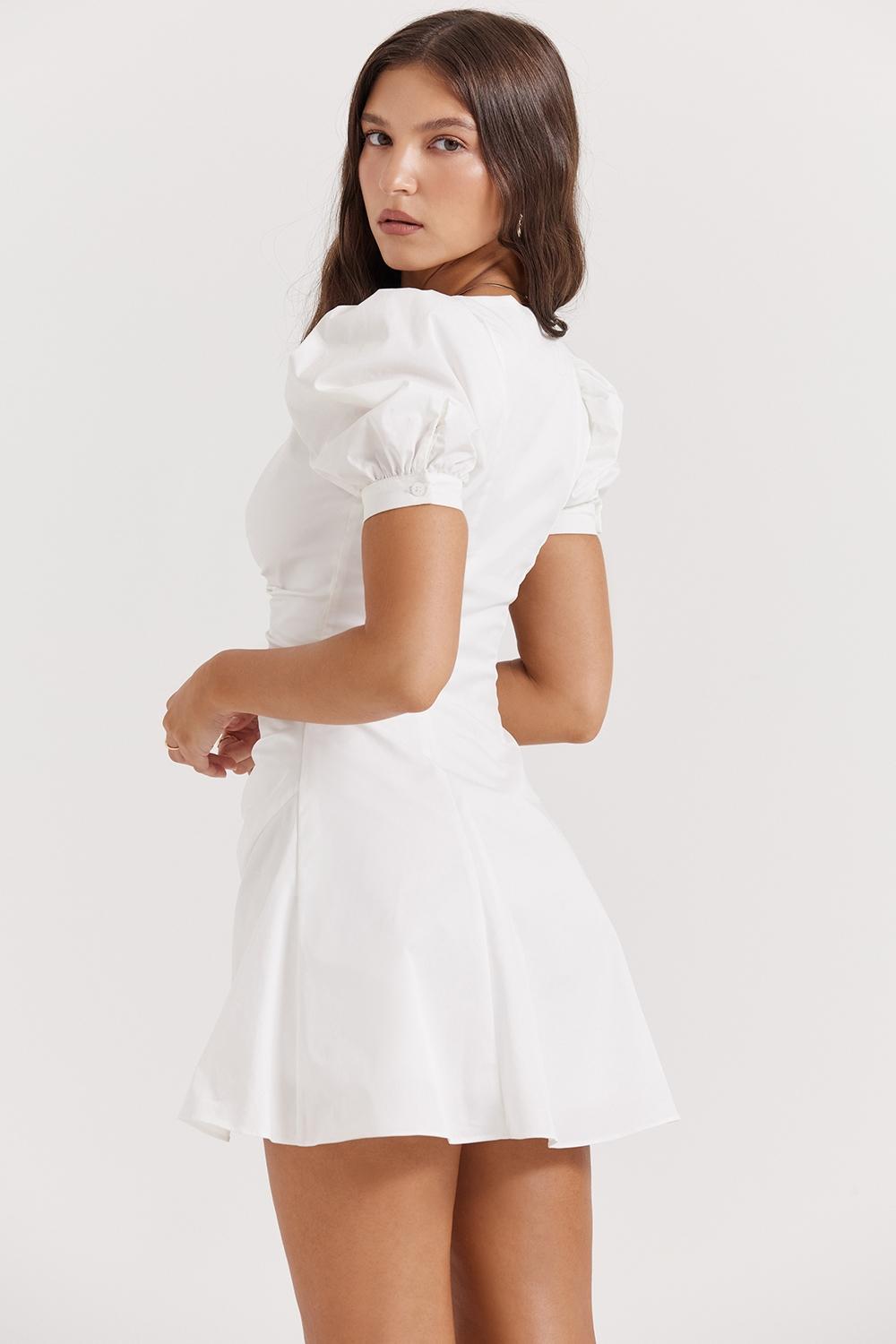 Hameda  white puff sleeve mini dress Product Image