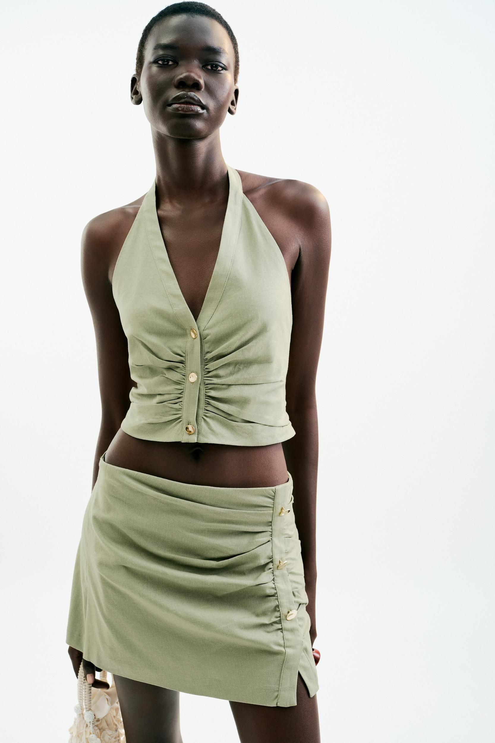 LINEN RUCHED SKORT Product Image