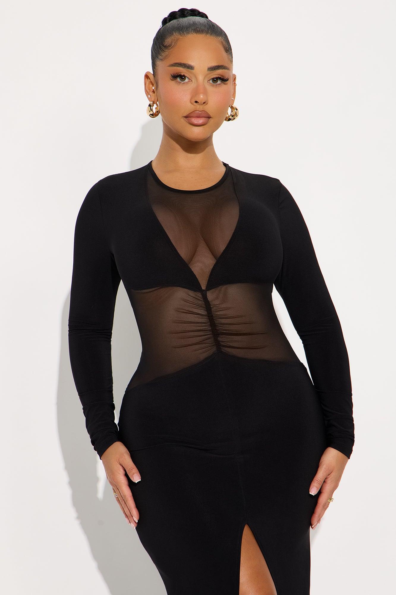 Keep Up Mesh Maxi Dress - Black Female Product Image