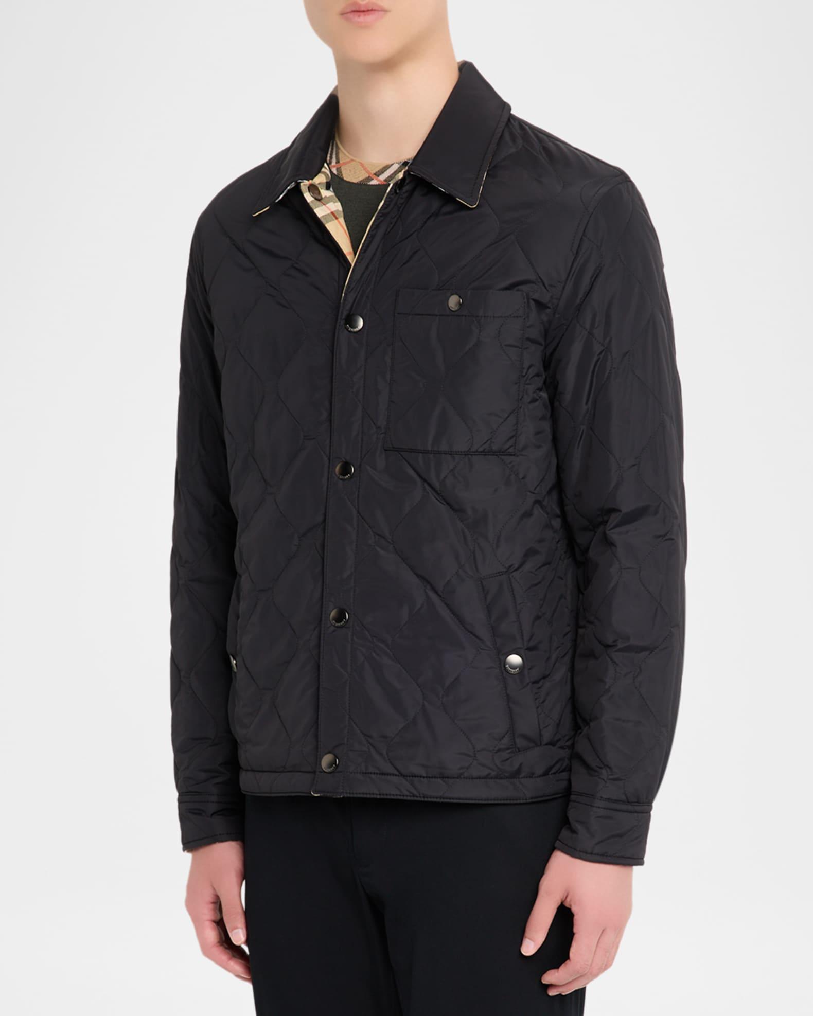 Men's Reversible Check Quilted Nylon Overshirt Product Image