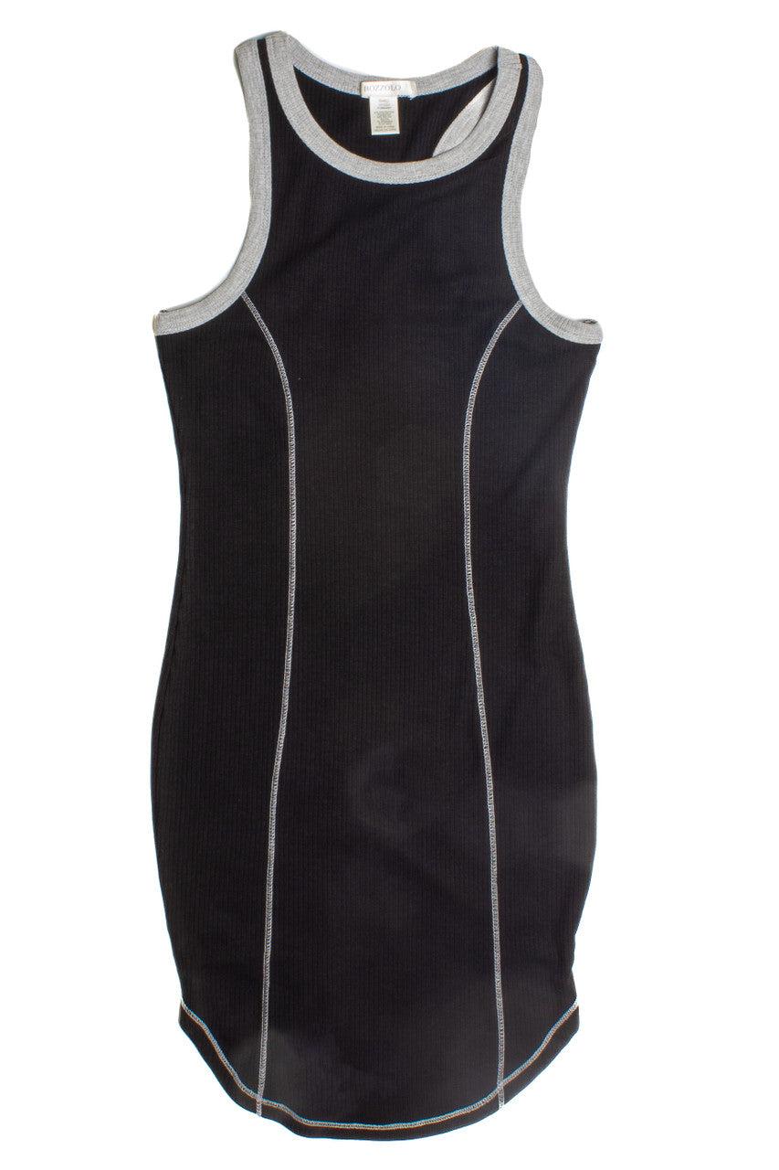 Black Ribbed Contrast Mini Dress Product Image