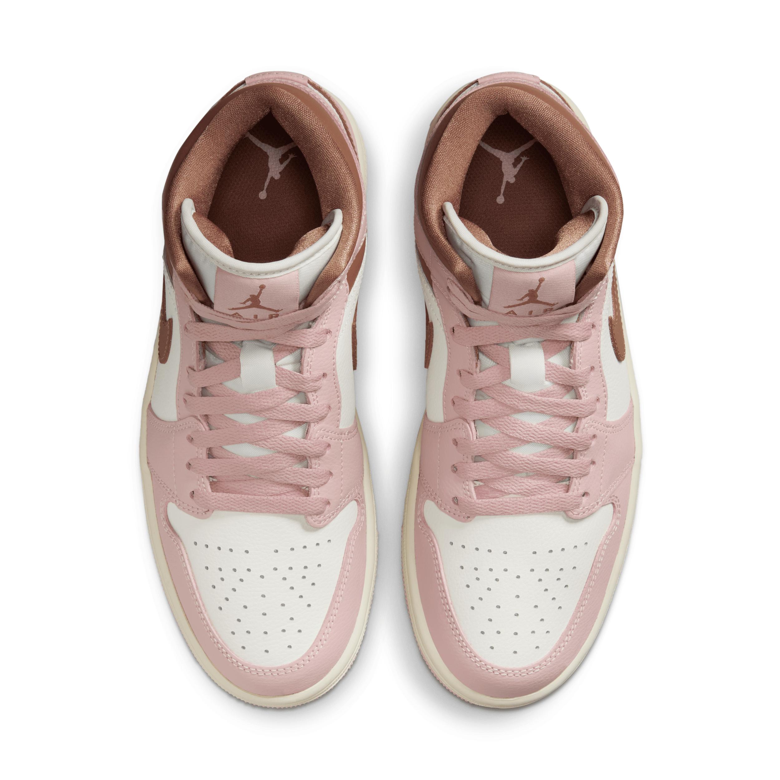 Jordan Womens Jordan AJ 1 Mid - Womens Basketball Shoes Archeo Brown/Pink Oxford/Sail Product Image