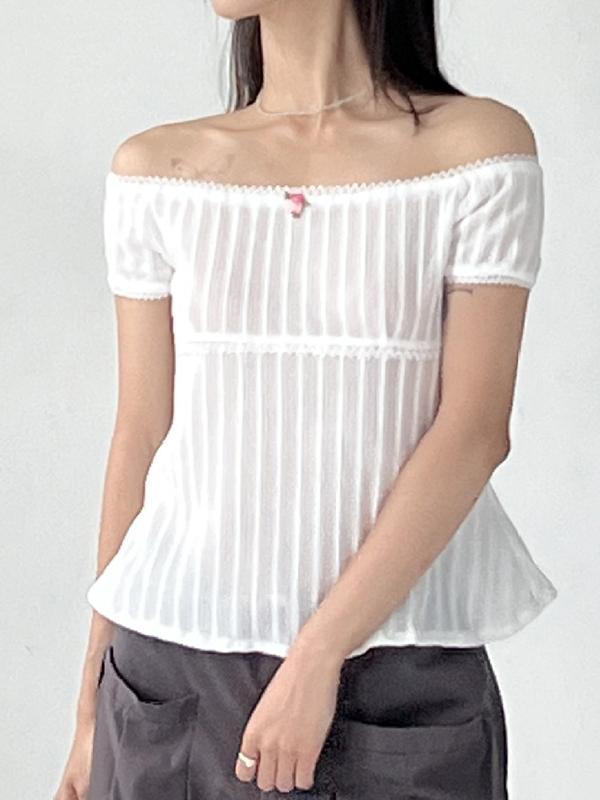 Solid One Shoulder Short Sleeve Knits Product Image