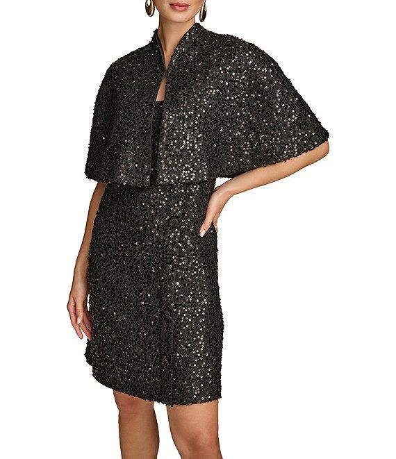 Donna Karan Sequin Tweed Scoop Neck Jacket Dress Product Image