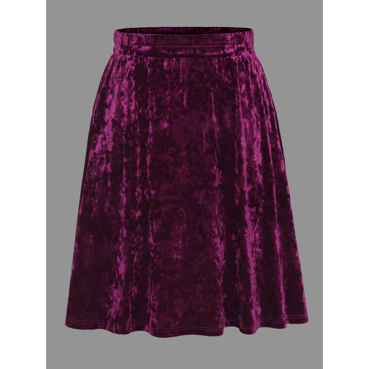 Plus Size Velvet Elastic Waist Skirt Women Deeppurplered Retro Loose Medium stretch Slanted pocket Elegant Skirts BloomChic 14-16/1X Product Image
