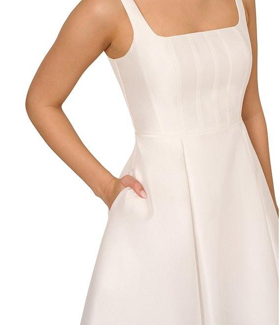Adrianna Papell Mikado Square Neck Sleeveless A-Line Midi Dress Product Image