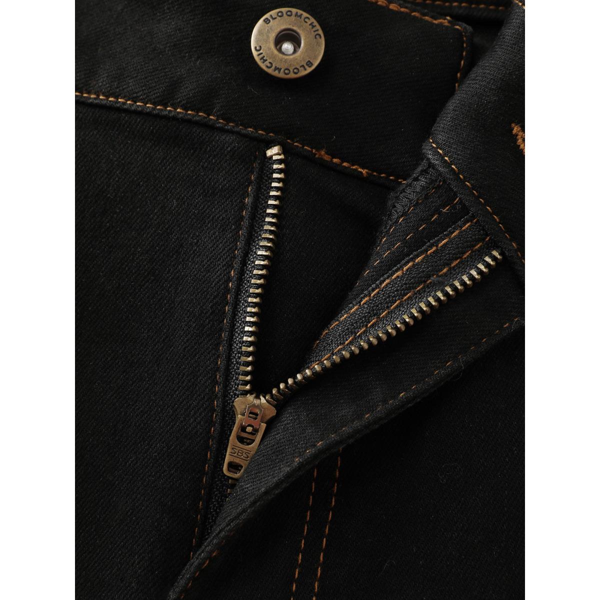 Plus Size Supersoft Mid-Rise Leggings Jeans Women Denimblack Leisure High stretch Slanted pocket Jeans BloomChic 20/2X Product Image