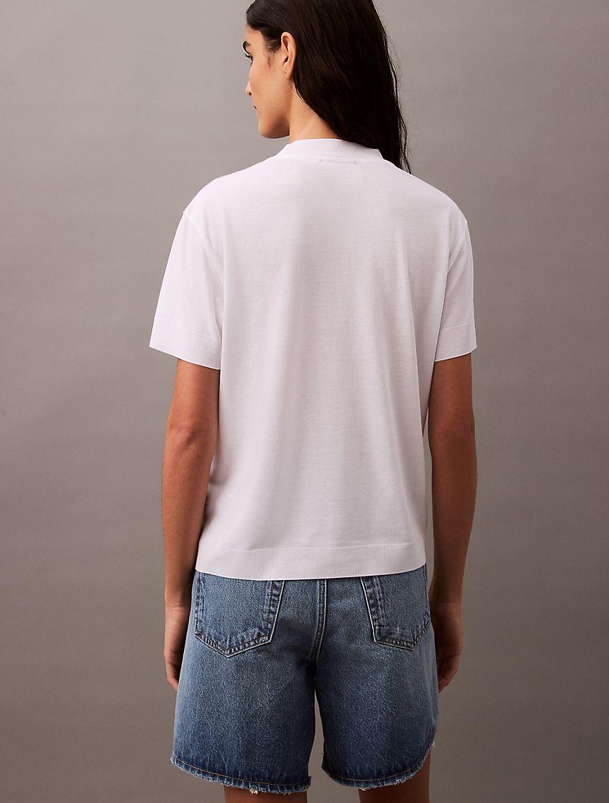 Fine Knit Mock Neck T-Shirt Product Image