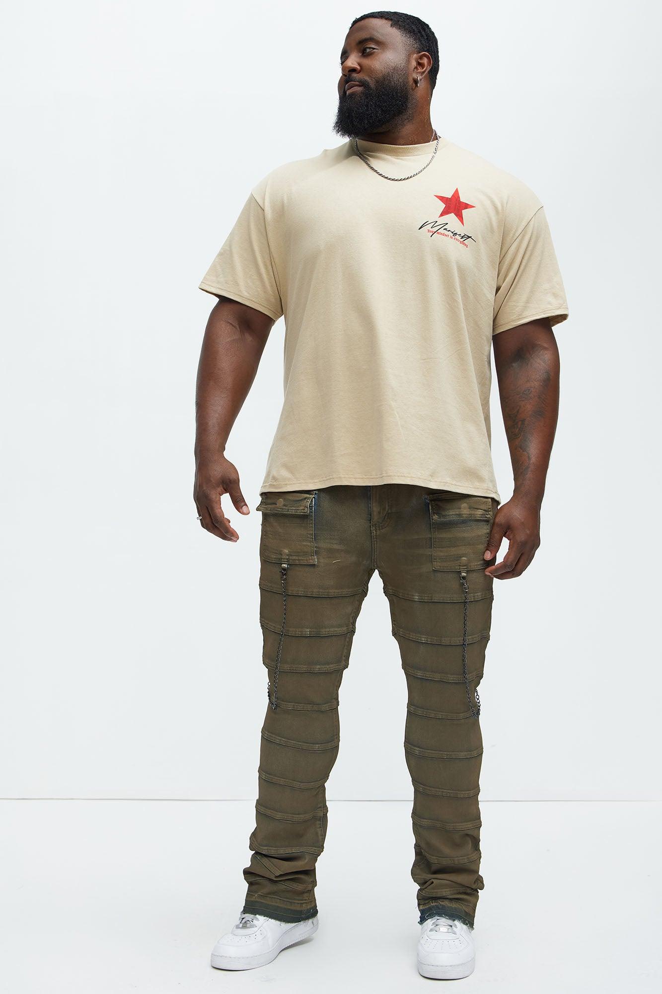 Stacked Slim Flare Paneled Chain Jeans - Vintage Wash Product Image