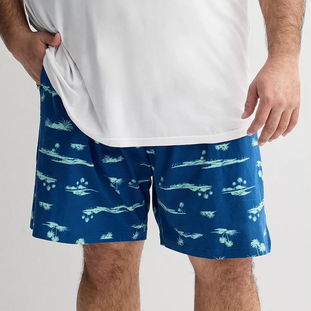 Big & Tall Sonoma Goods For Life® Essential Knit Pajama Shorts, Men's, Size: Large Tall, Sleepy Palm Blue Product Image