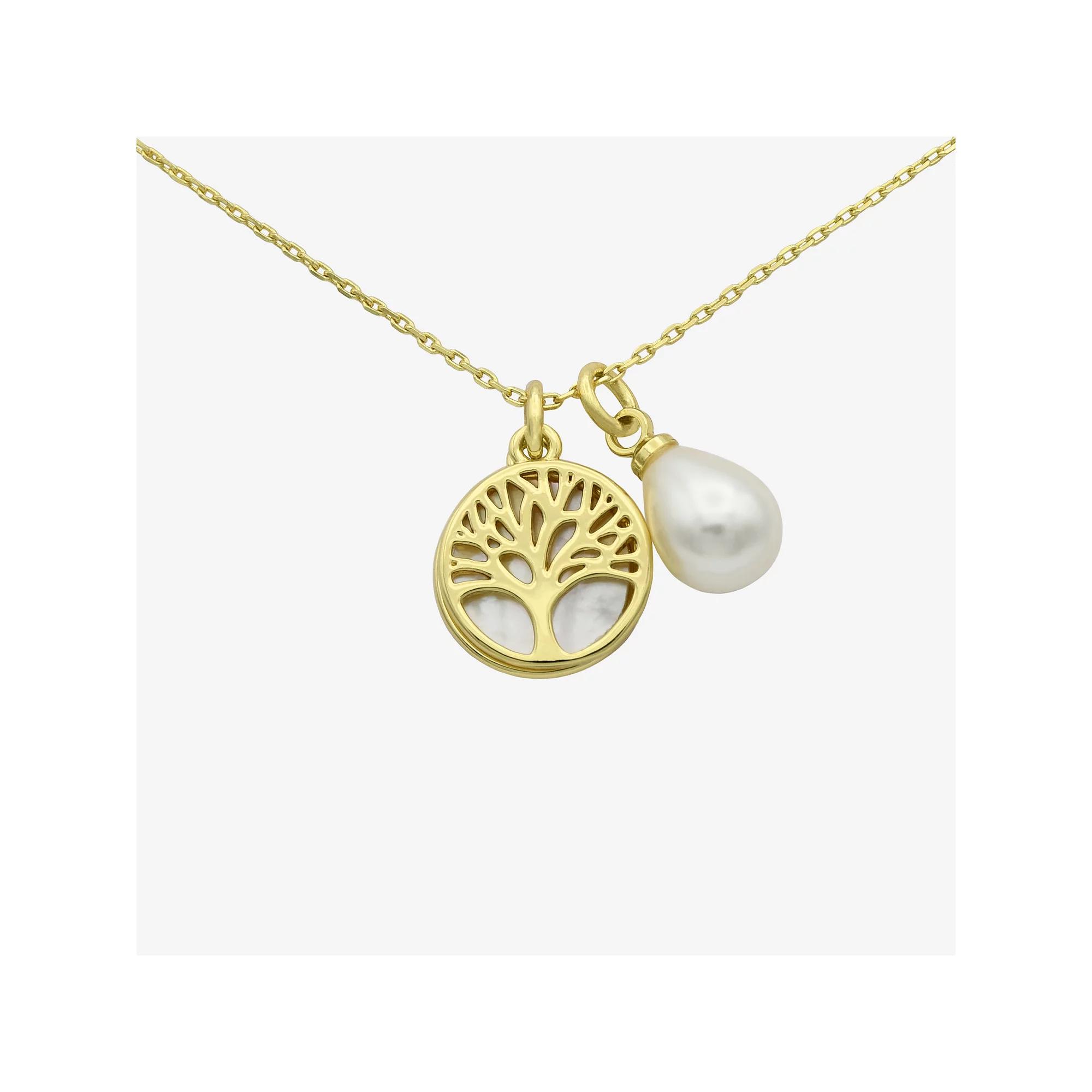 City Luxe Gold Tone Mother-of-Pearl Tree Pendant Necklace, Women's, Size: 16-18" ADJ Product Image