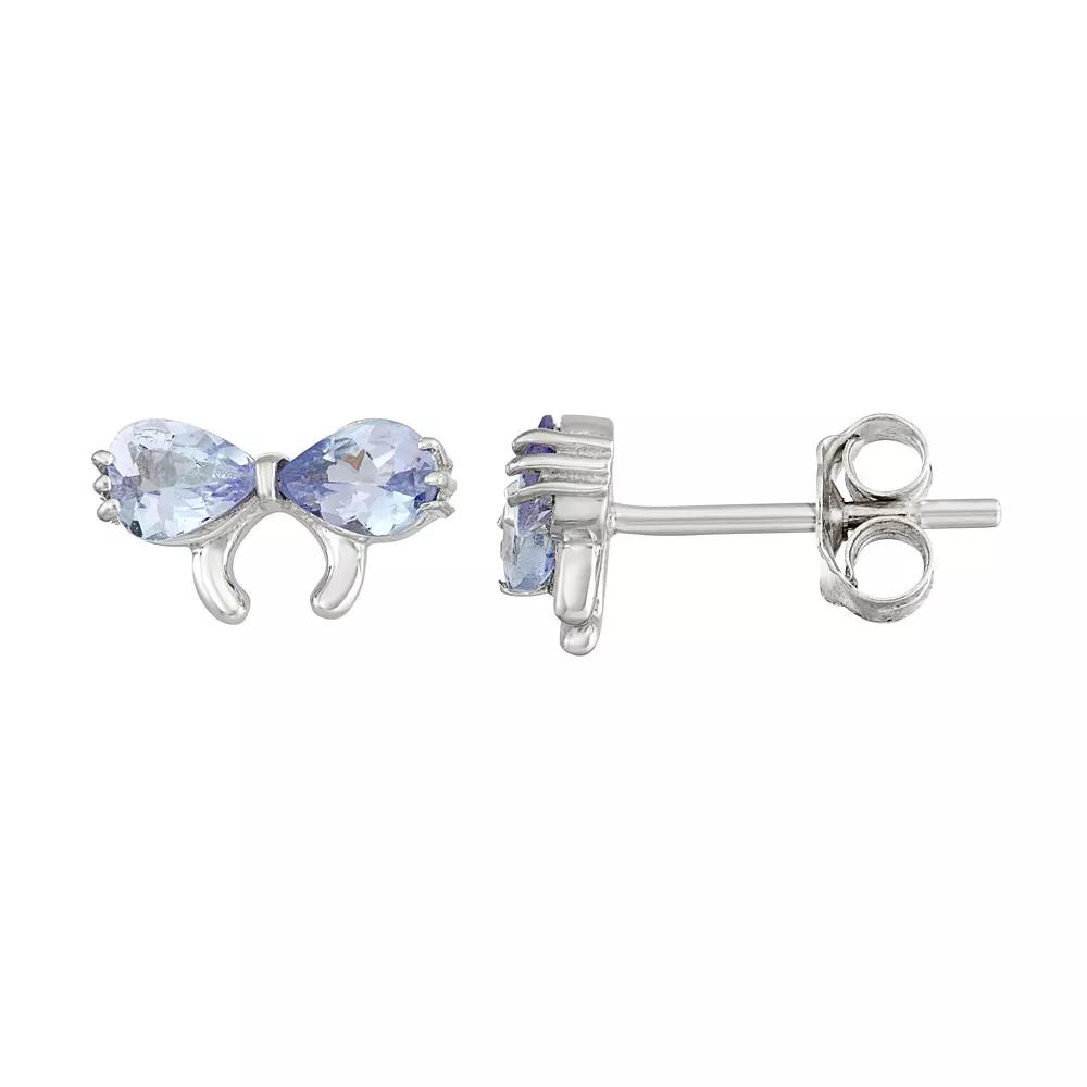 Jewelexcess Sterling Silver Tanzanite Bow Stud Earrings, Women's, Blue Product Image