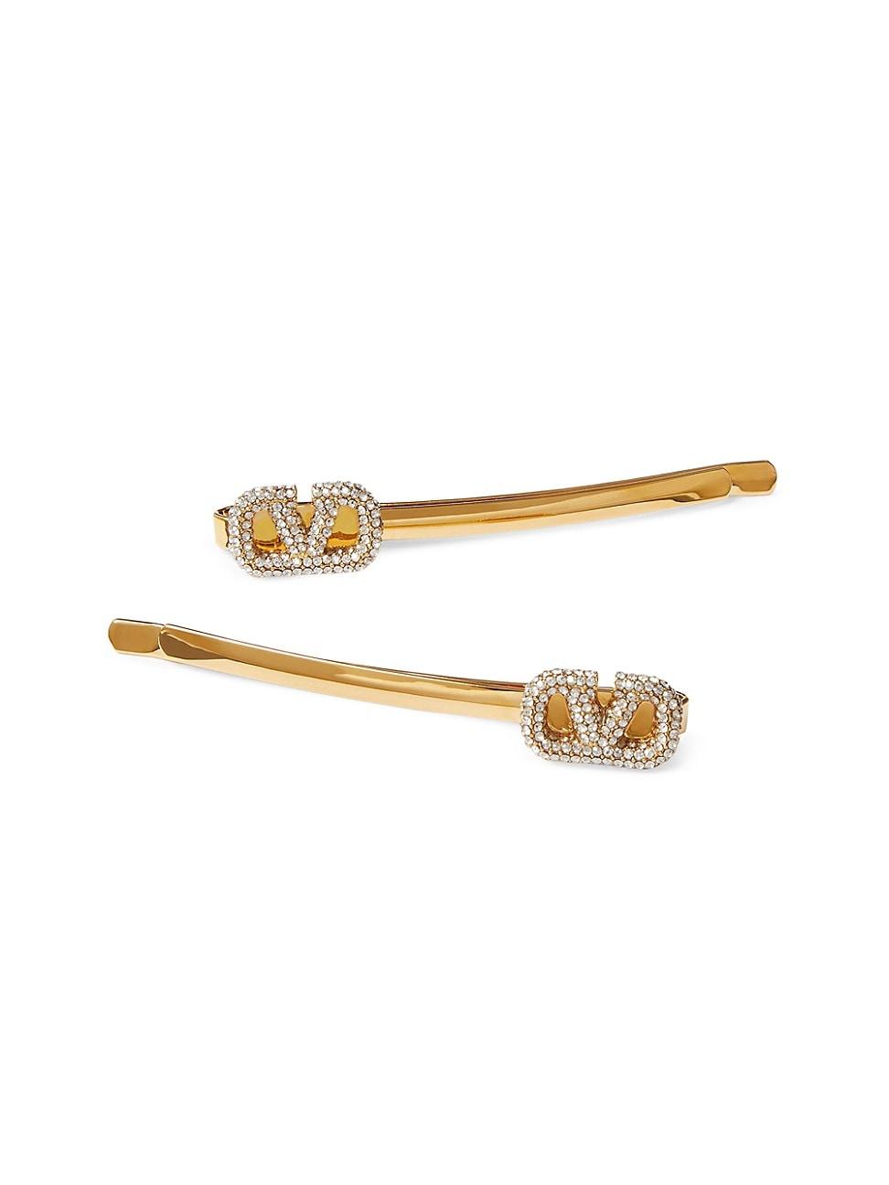 Womens VLogo Signature Metal and Swarovski Crystal Hair Clip Product Image