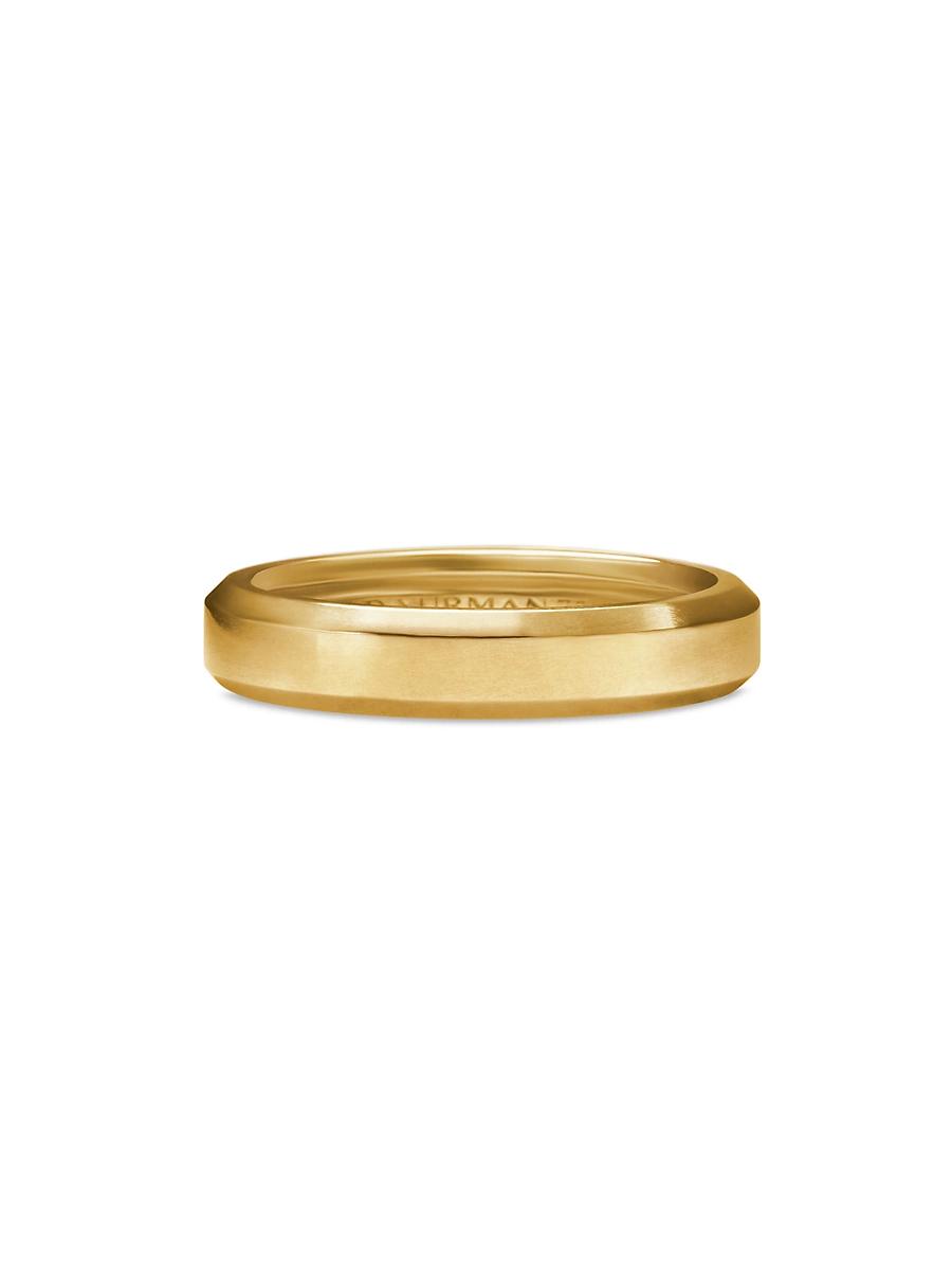 Mens Beveled Band Ring in 18K Yellow Gold, 4MM Product Image