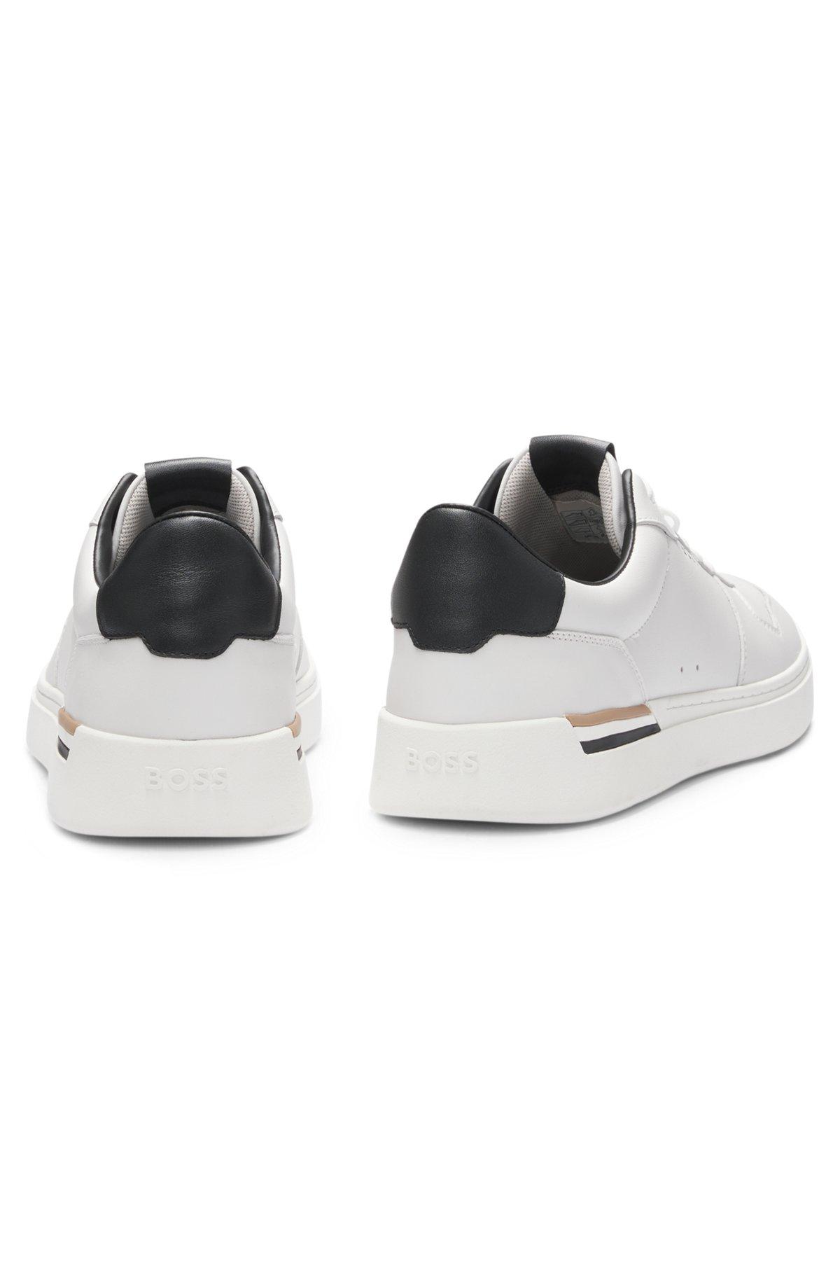 Leather trainers with logo details Product Image
