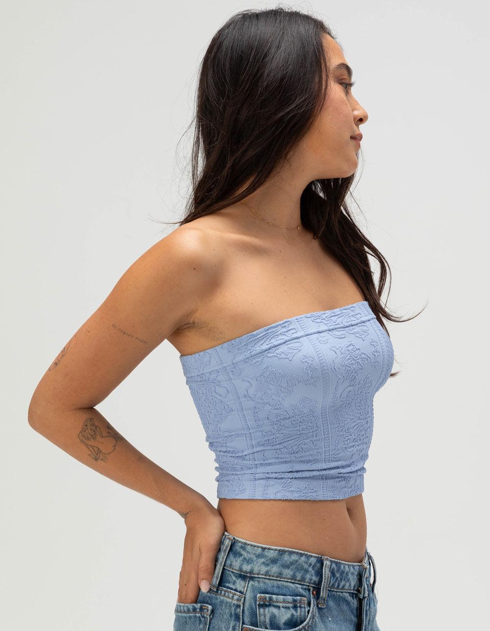 FULL TILT Tapestry Texture Womens Tube Top - BLUE Product Image