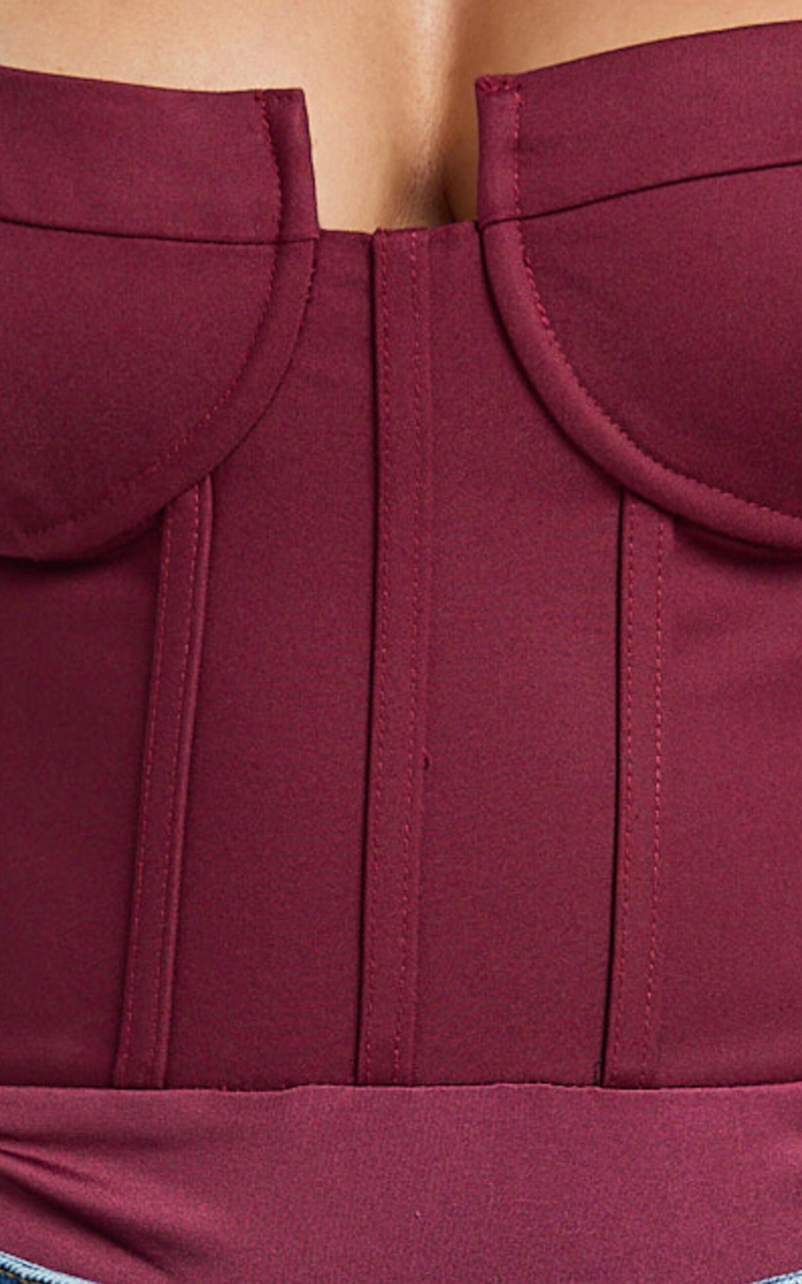 Brigitte Bodysuit - Sweetheart Paneled Bodysuit in Wine Product Image