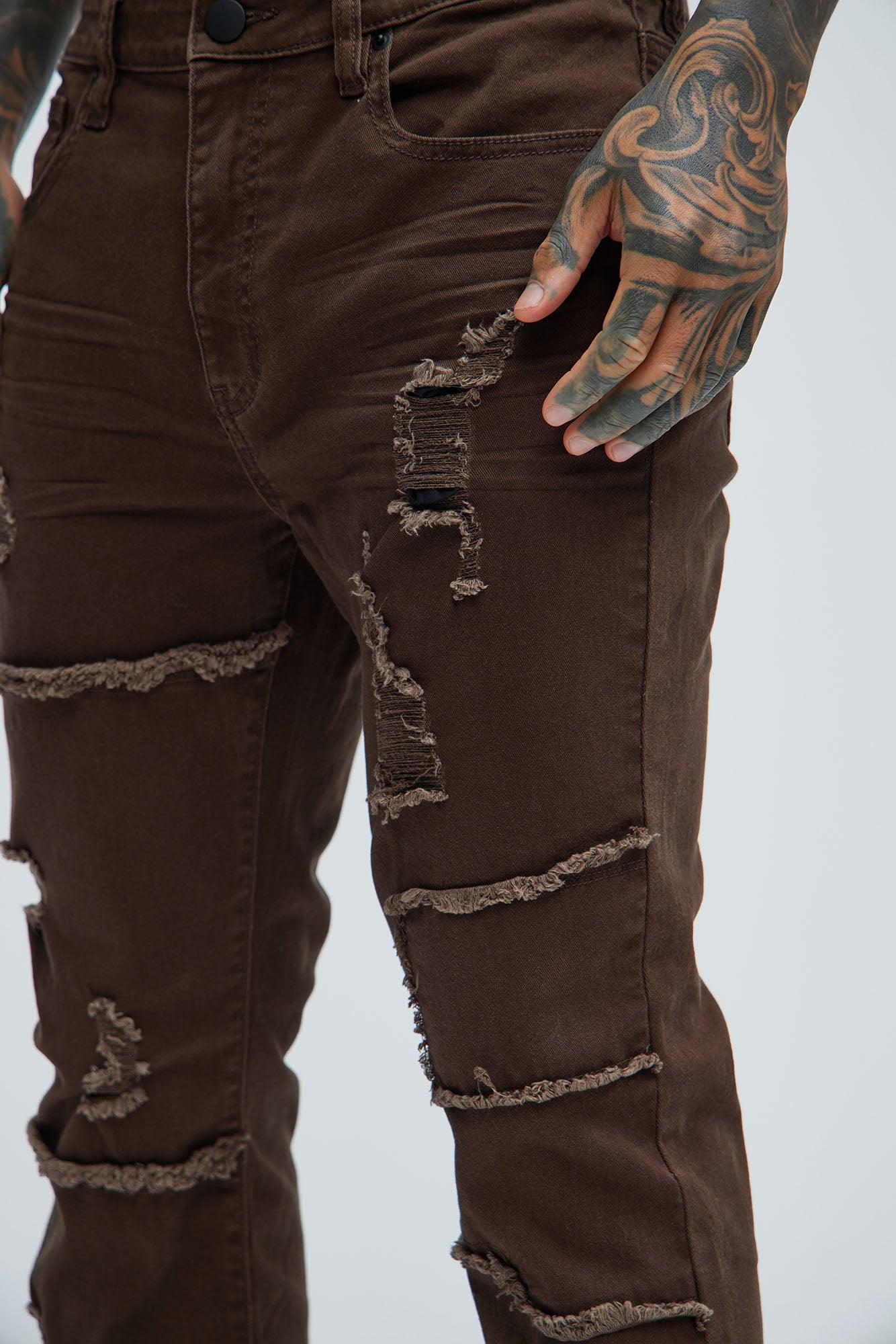 Manchester Stacked Skinny Flare Pants - Dark Brown Product Image