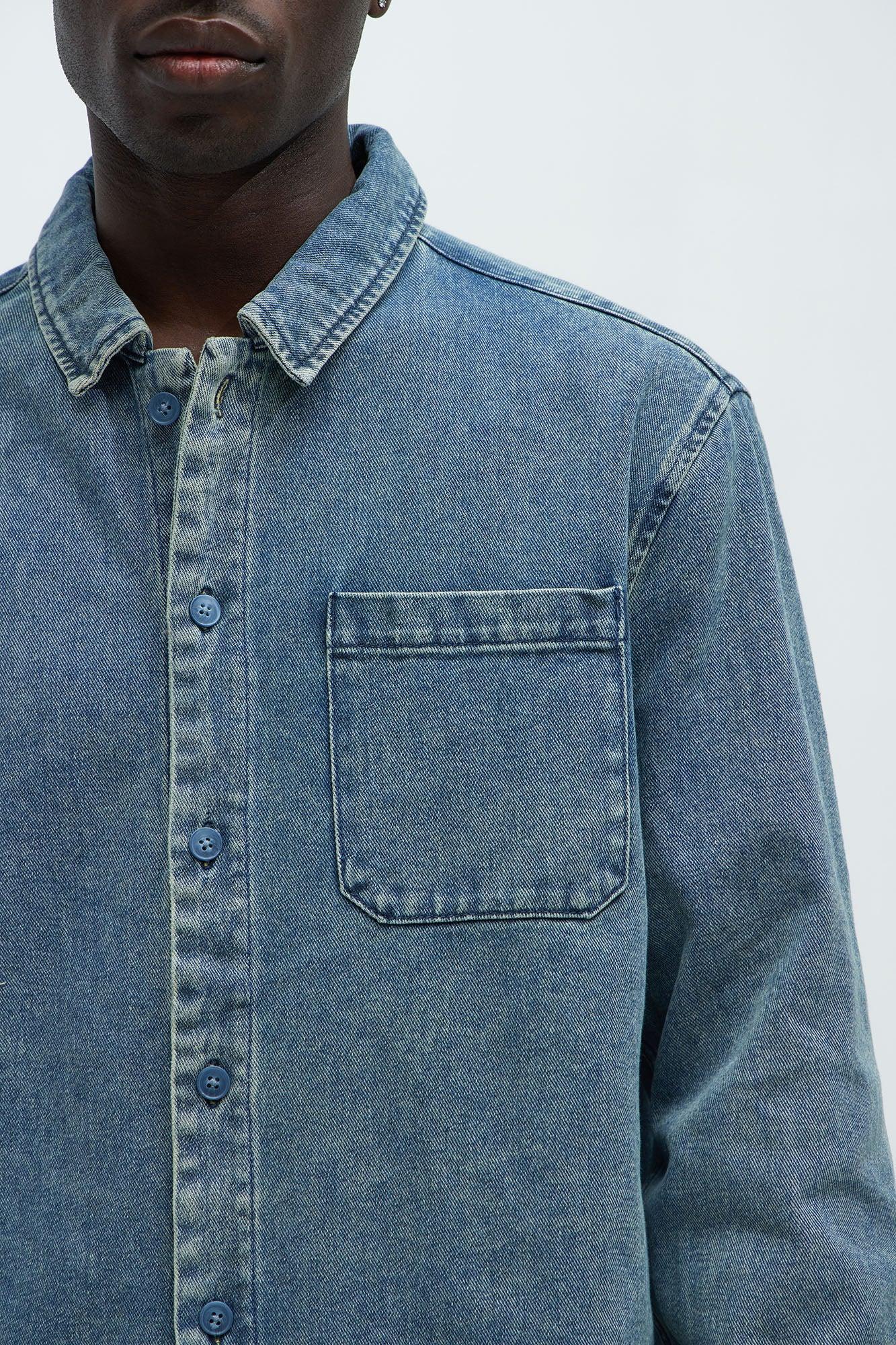 Hatton Denim Button Up Shirt - Medium Blue Wash Product Image