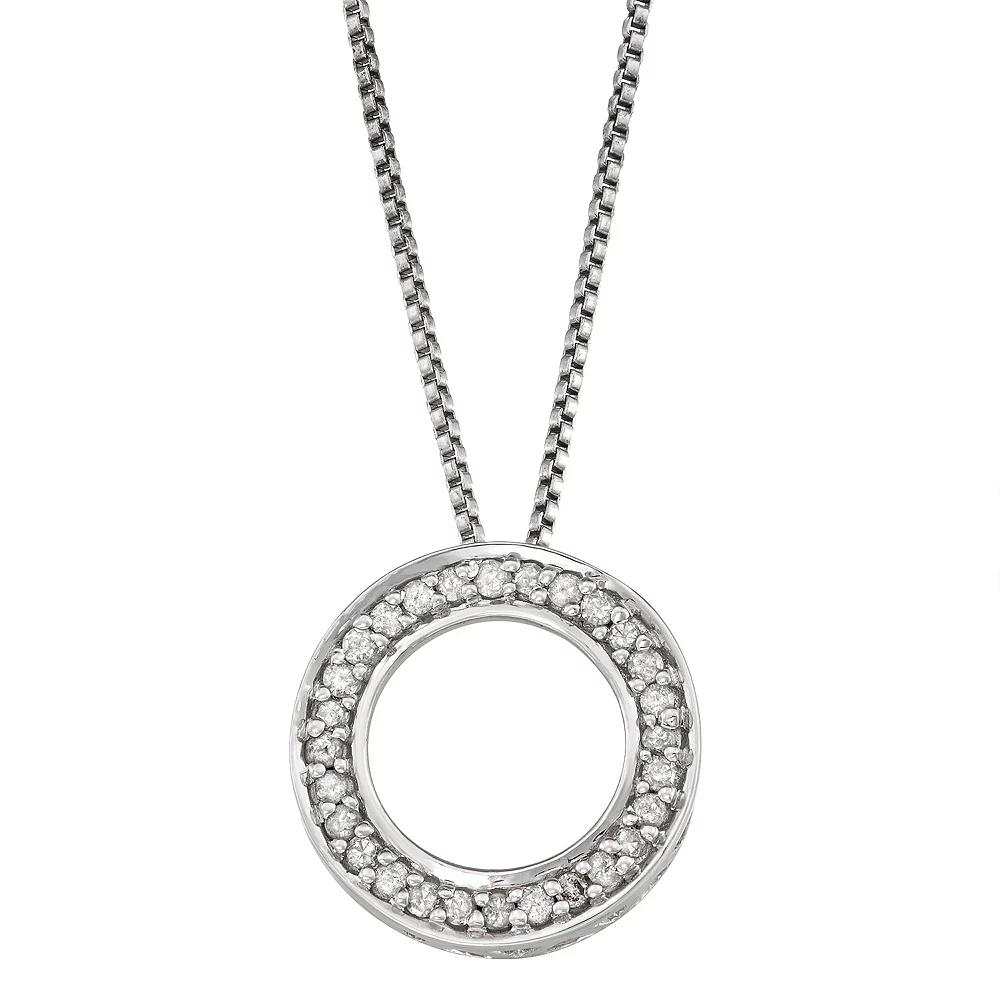 Sterling Silver 1/6 Carat T.W. Diamond Circle Pendant Necklace, Women's, Size: 18", Silver Tone Product Image