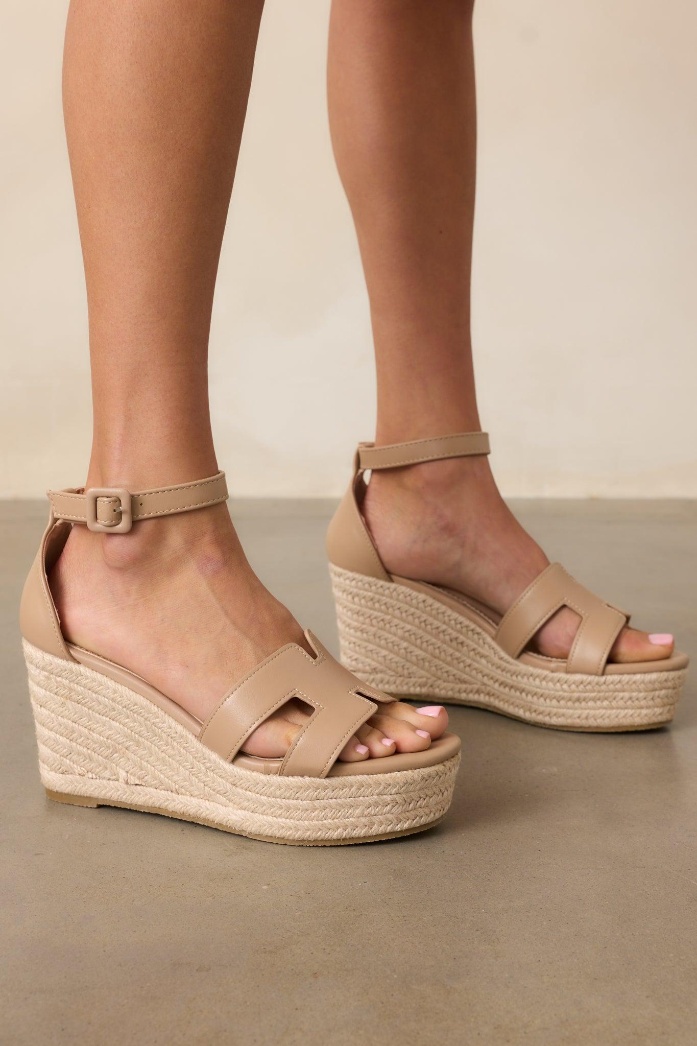 Beachside Dreaming Beige Platform Wedges Product Image