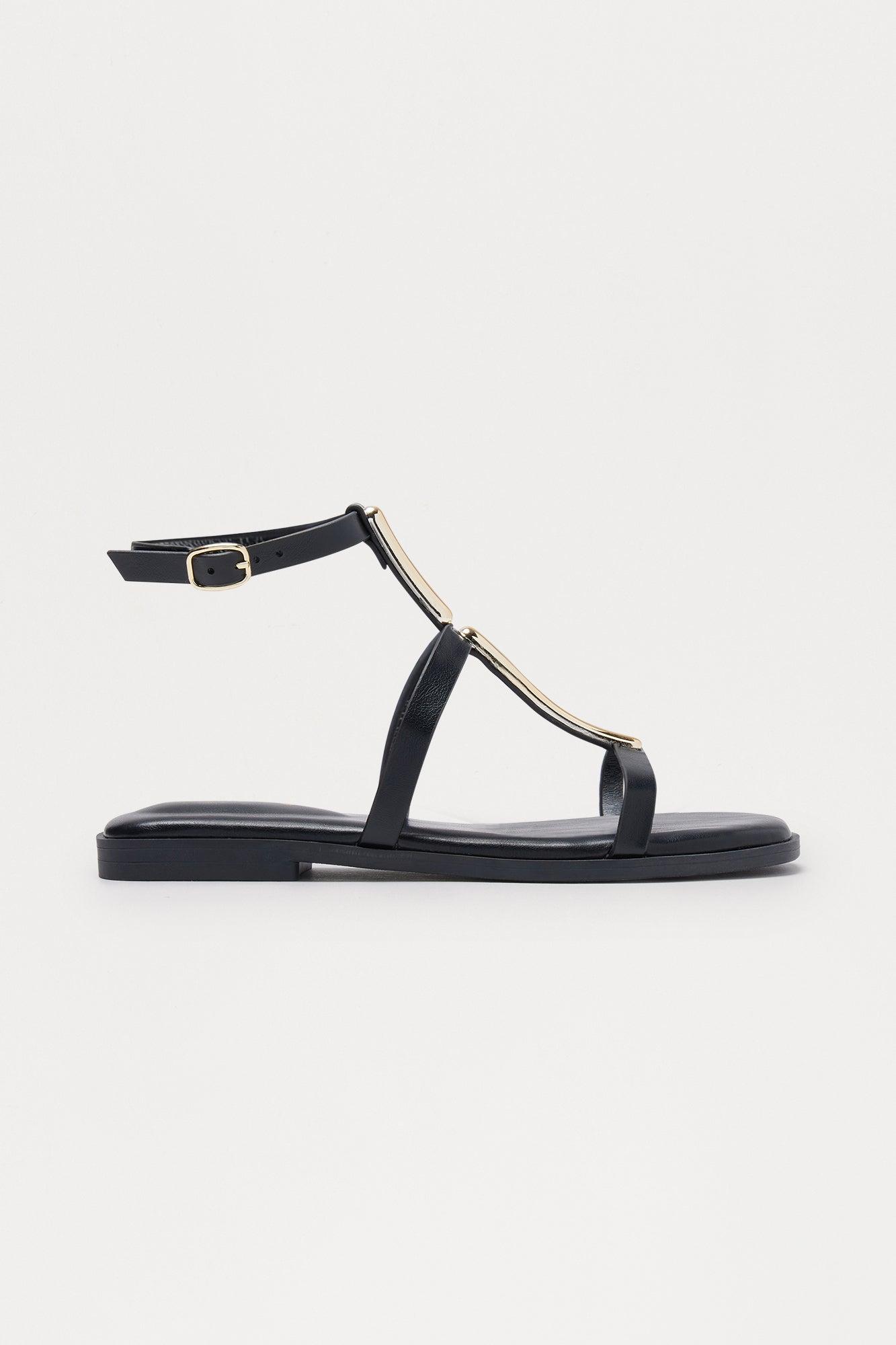 Sandy Serenity Hardware Sandals - Black Product Image