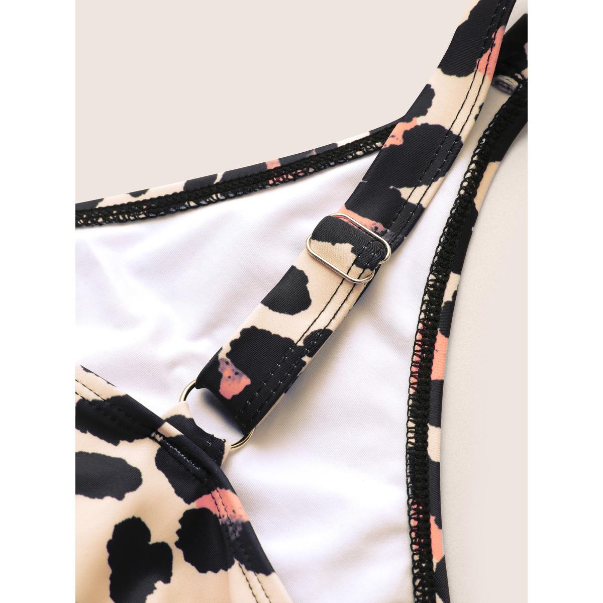 Plus Size Leopard Gathered Drawstring One Piece Swimsuit Women's Swimwear Leopard Beach Non Curve Bathing Suits High stretch One Pieces BloomChic 18-20/2X Product Image