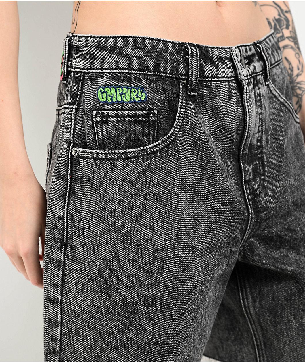 Empyre Loiter Obscure Grey Wash Straight Leg Denim Shorts Product Image