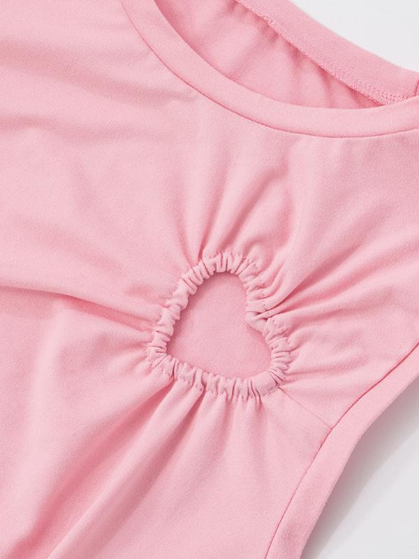 Heart-Shaped Openwork Irregular Pleated Tank Top Product Image