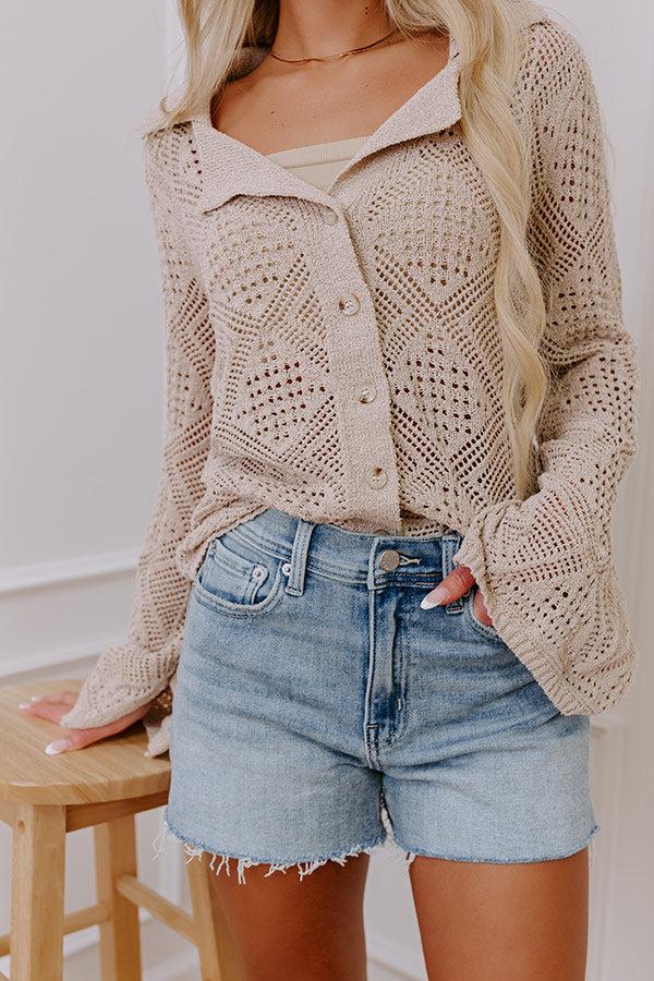 JUST USA Velma High Waist Frayed Shorts in Light Wash Product Image