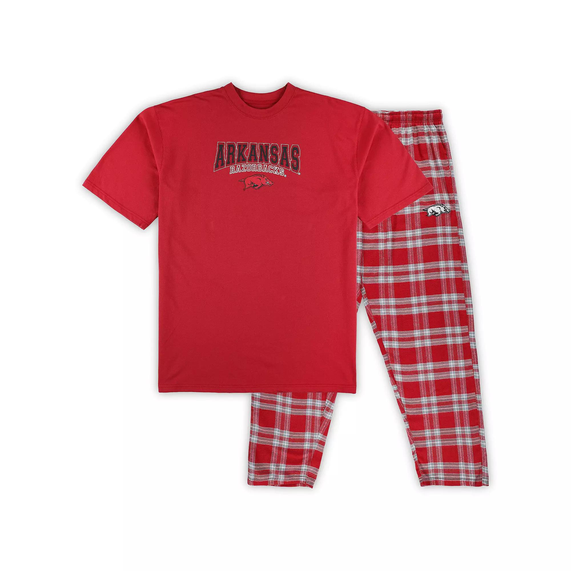 Men's Profile Cardinal/Gray Arkansas Razorbacks Big & Tall 2-Pack T-Shirt & Flannel Pants Set,  Product Image