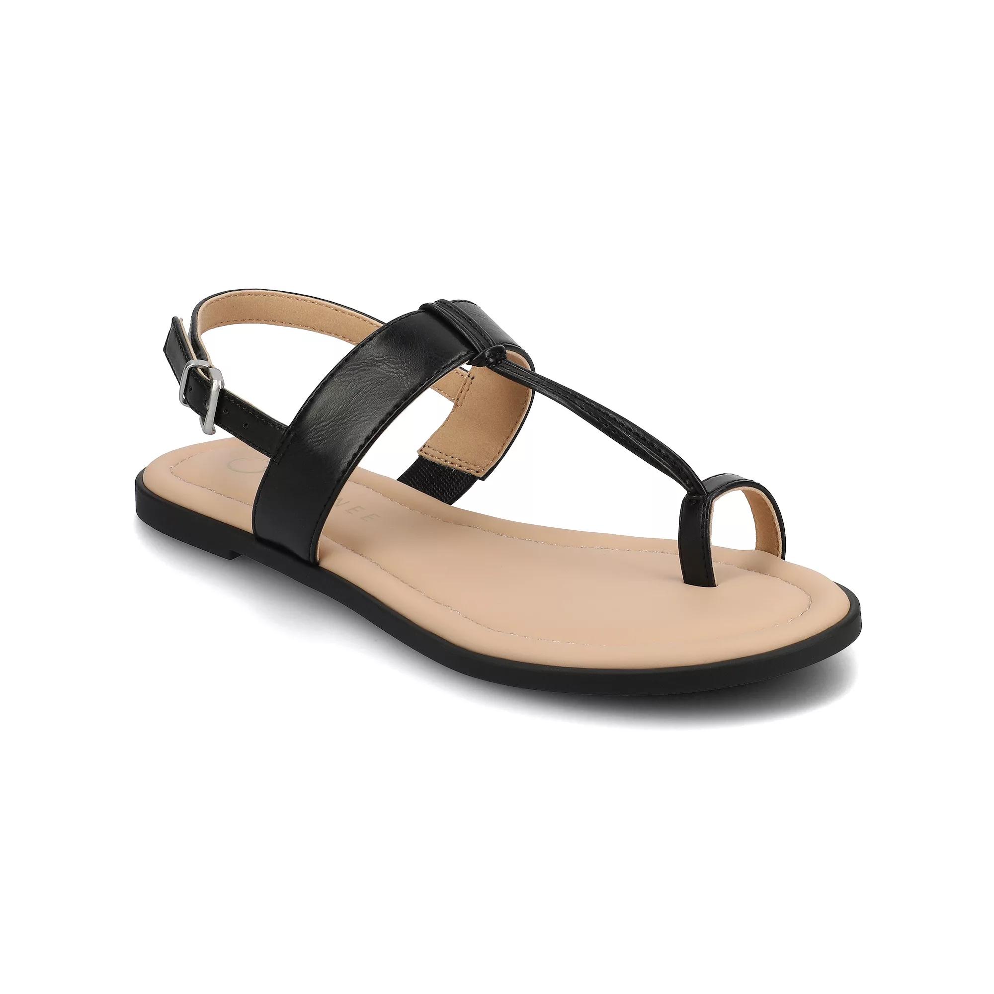 Journee Gerra T-Strap Toe Ring Women's Flat Sandals,  Product Image