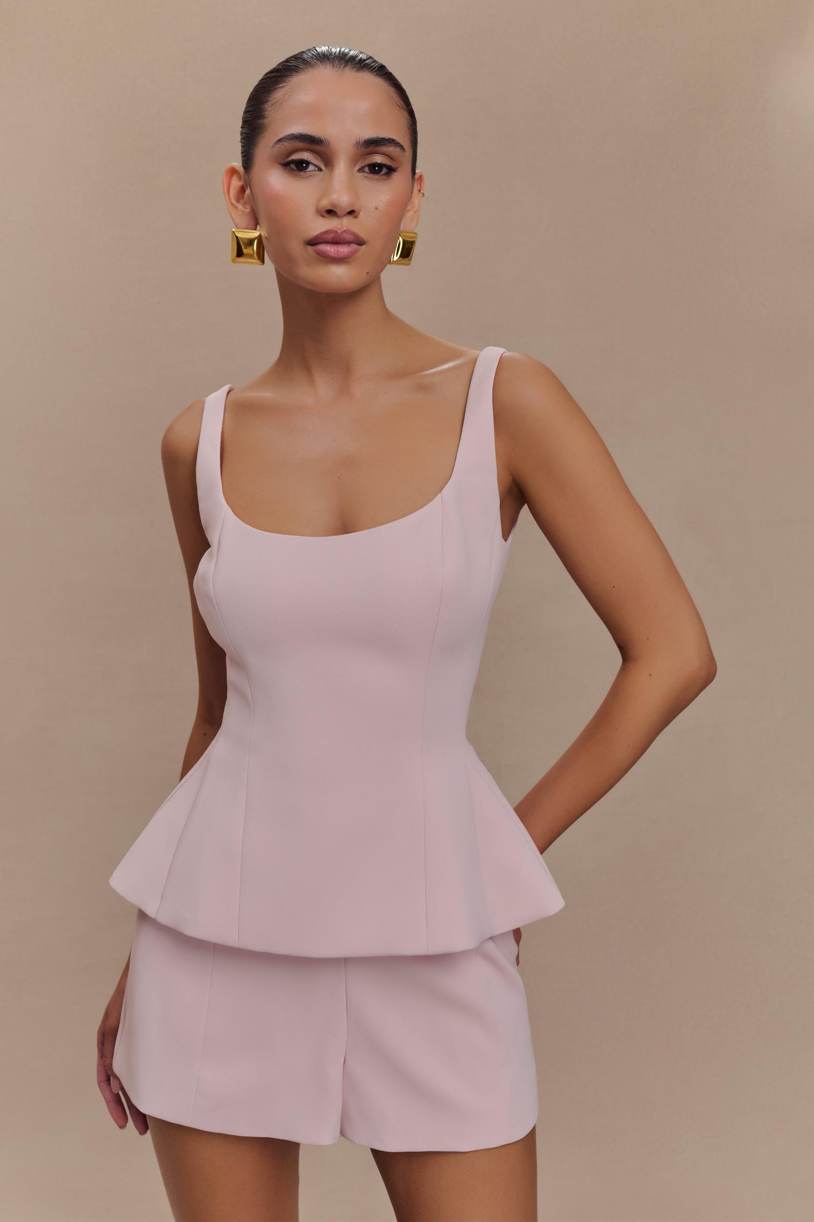 Korrie Suiting Peplum Top - Powder Pink Product Image