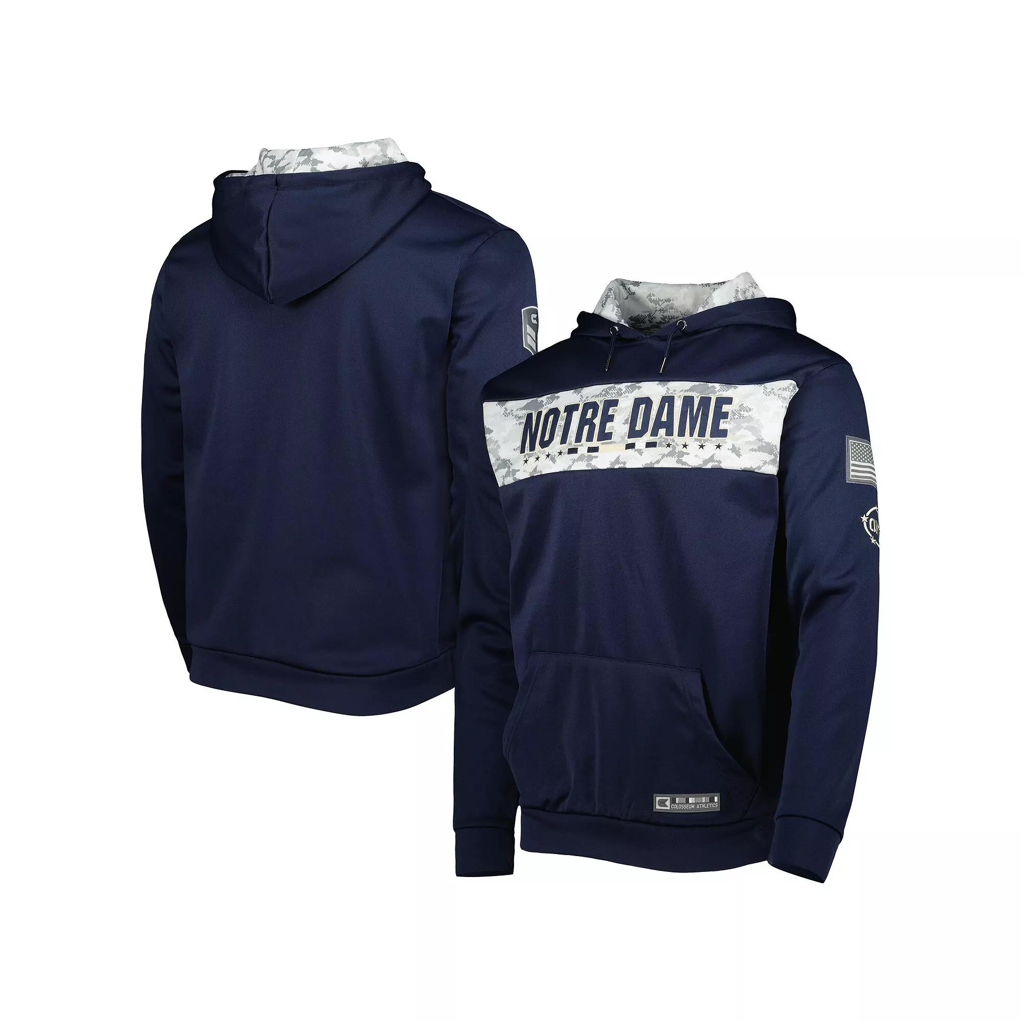 Men's Colosseum Navy Notre Dame Fighting Irish OHT Military Appreciation Team Color Pullover Hoodie,  Product Image