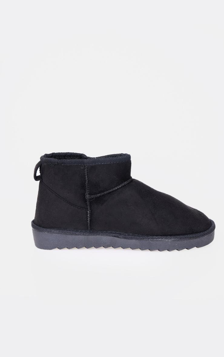 Black Faux Suede Round Toe Rigged Sole Ankle Boots Product Image